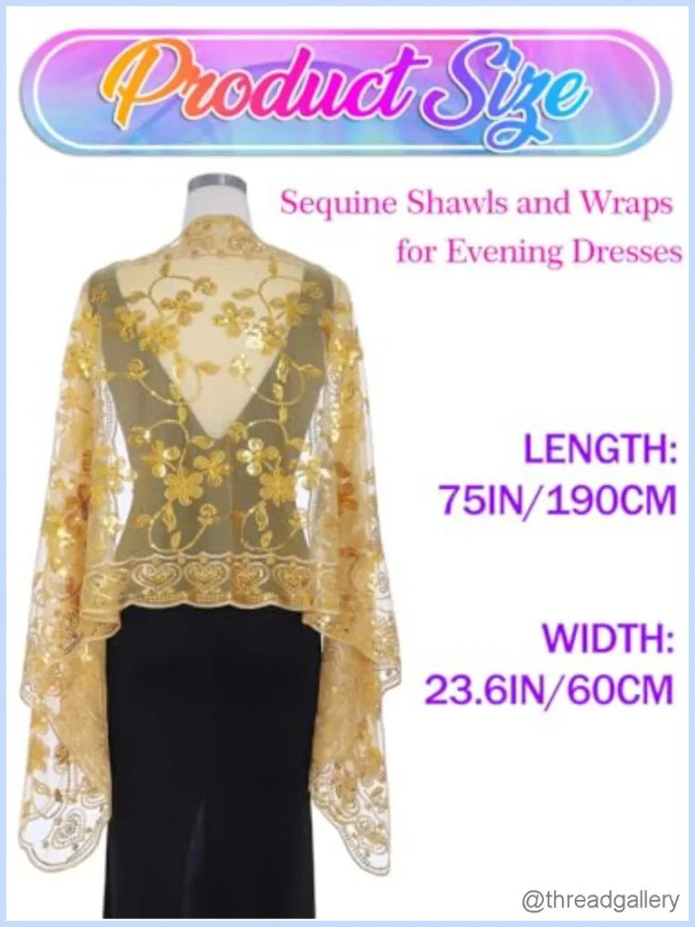 Sequin Shawl Wrap for Women Evening Dresses Wedding Stole Cape Bridal
